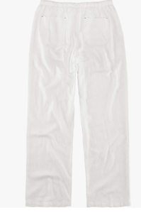 <b>Men</b> <b>White</b> Cotton Casual Straight Leg Pants Elastic Waist Drawstring Closure Lightweight Summer <b>Trousers</b> - Product Image 2