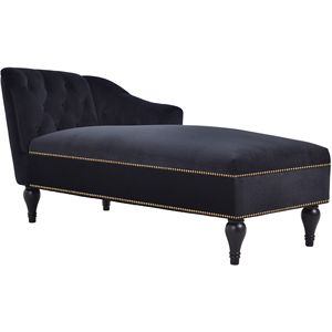 Chaise longue in velluto da 58 pollici con bracciolo destro, design trapuntato a bottoni e finiture con borchie, gambe in legno massello per soggiorno - Product Image 3