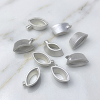 Monture ouverte en argent recyclé fait main, forme marquise, pour pierres précieuses, destinée aux fournisseurs de bijoux artisanaux