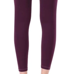 Women's <b>Burgundy</b> High Waist Full Length Leggings Stretch Fitted Yoga Pants for Workout Running Fitness Training Gym Casual - Product Image 5