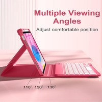 Étui pour tablette avec rétroéclairage 7 couleurs en PU personnalisé en usine, 11 pouces, avec clavier sans fil et support pour stylet pour iPad 10e génération