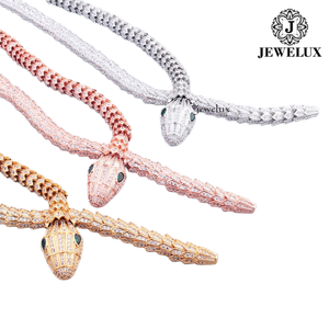 Promotion : Collier Serpent en Moissanite Jewelux, Plaqué Or 18K, Sertissage Pavé, Bijou Tendance Unisexe, Design Animal de Luxe, Origine Inde - Product Image 1