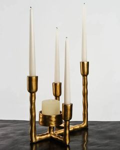 Portavelas de aluminio hecho a mano, candelabro de metal personalizado con chimenea de vidrio para decoración del hogar y eventos, centro de mesa para bodas - Product Image 6
