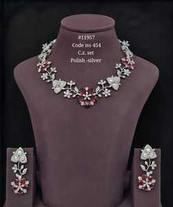 Collier et boucles d'oreilles en zircon cubique de créateur 11957, plaqué rhodium, pour femmes, bijoux de mariage, en laiton, style romantique - Product Image 2