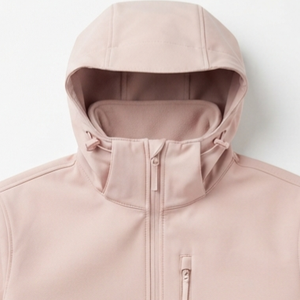 Pink Hooded Fleece <b>Jacket</b> Full Zip Windproof Casual Outerwear Regular Fit Solid Color Polyester Material Autumn Wear - Product Image 5