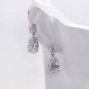 Elegantes Pendientes con Dos Diamantes en Forma de Pera, Cultivados en Laboratorio, Certificados por IGI, Color D E F, Claridad VVS VS, Oro, Oro Rosa, Oro Blanco, Plata - Product Image 3