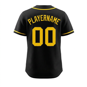 Camiseta de béisbol negra para hombre con nombre del equipo y número 00 sublimados, corte regular, manga corta, 100% poliéster. - Product Image 6