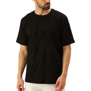 T-shirt homme noir en pur coton teint uni 2026, impression personnalisée du logo de la marque, coupe confortable pour tenue quotidienne, t-shirt léger - Product Image 2