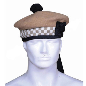 Gorro Balmoral 100% Lana, Color Blanco Dorado y Negro, Hecho a Mano, Tradicional Escocés, para Kilt, OEM ODM 2026 - Product Image 1