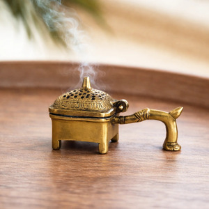 Vintage New Design Pure Brass <b>Incense</b> Burner Handcrafted <b>Incense</b> <b>Holder</b> for Meditation and Aromatic Use Wholesale From India - Product Image 5