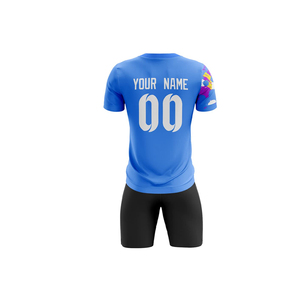 Nouveaux uniformes de football personnalisés de haute qualité pour adultes, ensemble respirant, séchage rapide, antibactérien, manches courtes, col en V, 100% polyester - Product Image 3
