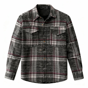 High Quality Winter <b>Mens</b> Plaid <b>Flannel</b> Streetwear Shirt <b>Jacket</b> Hooded Thermal Fleece with Front Logo - Product Image 3