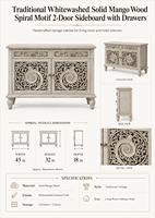 Buffet à 2 portes en bois massif de qualité supérieure, motif spirale, écologique, gain de place, idéal pour salon ou hôtel