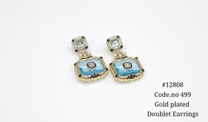 Boucles d'oreilles pendantes Meenakari 12808 avec pierre de topaze, plaquées or, avec imitation perle, design géométrique, pour femmes, bijoux de fête - Product Image 6