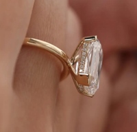 Bague en diamant Ashoka cultivé en laboratoire en or 18 carats, solitaire, pour fiançailles et mariage, pour femme, diamants remplis certifiés IGI