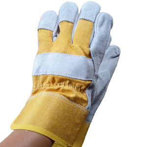 Guantes de Trabajo de Algodón Amarillo con Palma Resistente a la Abrasión, Protección de Uso General Sin Orificio para el Pulgar - Product Image 3