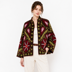Chaqueta Reversible de Terciopelo para Mujer, Bordada con Diseño Suzani, Estilo Boho, Floral, Hecha a Mano, Étnica, para Invierno, Otoño y Verano - Product Image 1