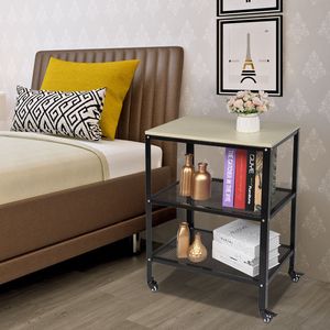 3-Tier Rolling Kitchen Utility Storage Cart Metal Frame Standing Bakers <b>Rack</b> <b>Microwave</b> Cart for Living Room - Product Image 3