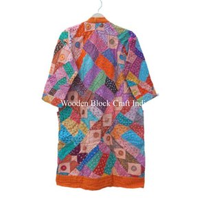 Manteau long d'hiver pour femme en coton matelassé, avec broderie ajourée à la main, manches longues et ceinture à patchwork – Vente en gros - Product Image 5