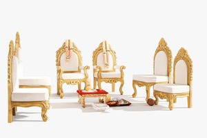 Juego de Sillas para Mandap de Boda India, Sillas de Mandap de Madera Talladas a Mano, Sillas para Ceremonia de Boda Hindú, California - Product Image 3