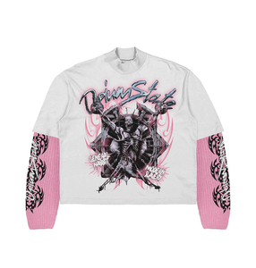 Camiseta Gráfica de Manga Larga de Doble Capa de Lujo, Estilo Hip Hop Rock, Impresión Serigrafiada, Ropa Urbana de Algodón Premium - Product Image 6