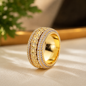 Bague de fiançailles plaquée or rose avec moissanite et diamant rond brillant, style hip-hop - Product Image 3