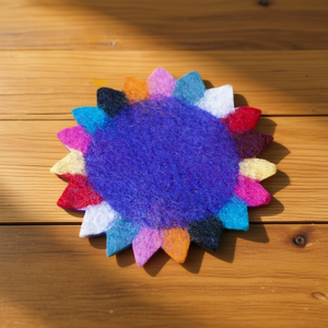 Sous-verres et tapis en feutre de laine faits à la main, motif soleil bohème, pour une protection supérieure de la table, en provenance du Népal - Product Image 3