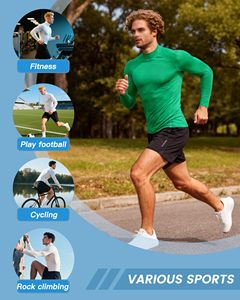 <b>Men</b> Breathable MMA Rash Guard Compression Shirt <b>Turtle</b> <b>Neck</b> Long Sleeve Athletic Rash Guard For Gym Training Running Cycling Top - Product Image 6