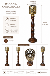 เชิงเทียนไม้ทำมือพร้อมฐานโลหะ |   เชิงเทียนตกแต่งสำหรับวางบนโต๊ะ - Product Image 5