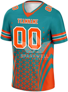 Custom Sublimated American Football Jersey Men's V-Neck Breathable 100% Polyester Geometric Pattern Adult Uniforms - Product Image 3