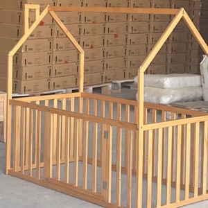 Lit cabane pour enfants avec toit, lit simple en pin naturel pour chambre de filles et de garçons, fabrication KD en kit, OEM ODM, fabricant vietnamien - Product Image 3