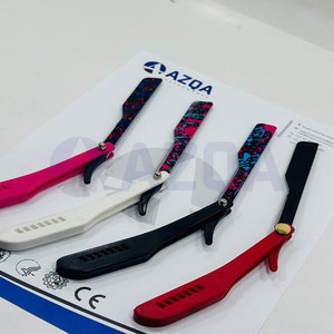 Juego de Navajas de Afeitar Profesionales de Acero Inoxidable Plegables con Mangos de Plástico Multicolor para Uso en Salón de Belleza - Product Image 2