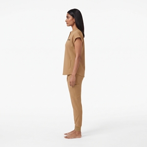 Ensemble de blouses médicales Hawk Eye pour femmes, haut à manches courtes et pantalon, uniformes d'hôpital, tricot polyester-coton, vêtements de travail médicaux - Product Image 4