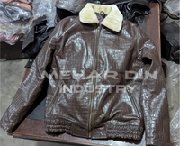 Veste en cuir véritable gaufré crocodile pour homme sur mesure, col en fourrure marron, veste bomber d'hiver, fournisseur d'usine