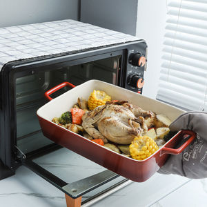 Casserole rectangulaire classique blanche, grande capacité, avec couvercle, en céramique, résistante à la chaleur, compatible four et lave-vaisselle - Product Image 5