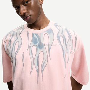 Logo imprimé motif Street Sports Style col rond T-shirt homme surdimensionné T-shirt lourd homme - Product Image 6