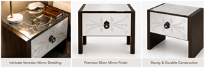 Venetian Side Table Bedside Wall <b>Mirror</b> Etched Floral Beveled Frame Antique <b>Silver</b> Full Length Decorative Luxury Handmade Home - Product Image 5