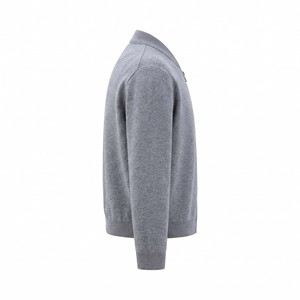 Cardigan en laine gris pour homme, col rond, manches longues, couleur unie, tricot anti-boulochage, vêtement d'hiver - Product Image 3