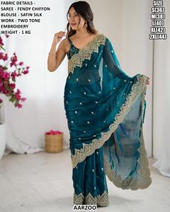 Sari de Chifón Myra Rani Heritage Fendy - Prenda Tradicional para Fiestas de Invierno, Sin Arrugas y que Absorbe la Humedad - Product Image 5