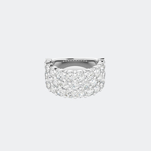 4.80CTW Round Cut Pave Set Triple Row <b>Statement</b> <b>Ring</b> - Product Image 5