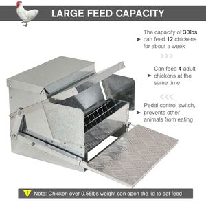 Mangiatoia Automatica per Polli con Capacità di 25 Libbre, Design Resistente alle Intemperie con Struttura in Acciaio Zincato e Alluminio - Product Image 4