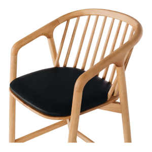 Tabouret de bar scandinave en teck, assise rembourrée, bois massif, durable, résistant à l'eau, qualité export directe d'usine - Product Image 6