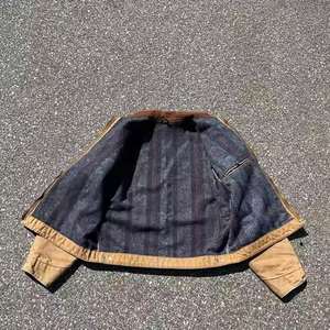 Chaqueta vaquera negra con cremalleras para hombre, estilo motero, de mezclilla gruesa, corte ajustado, con cinturón, de alta calidad - Product Image 3