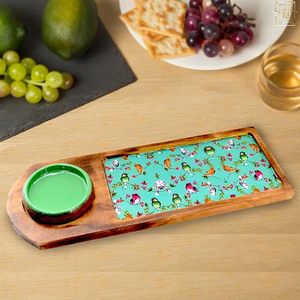 Handmade Wooden Printed Serving Tray for Stylish Hosting <b>Rustic</b> Wooden Tray with <b>Decorative</b> Printed Detailing at cheap price - Product Image 5