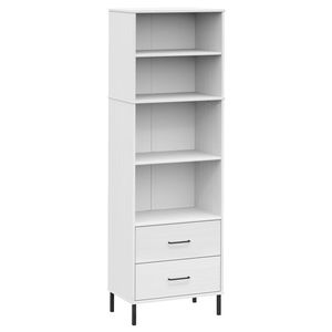 Librería Alta de Madera de Pino Macizo Blanca y Metal con Diseño Rectangular - Product Image 2