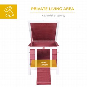 Piccola conigliera in legno con tetto impermeabile apribile per coniglietto porcellini d'India e cani rosso per animali domestici mobili per la casa - Product Image 4