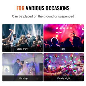4-in-1 RGB luci stroboscopiche a LED effetti di illuminazione con suono attivato per DJ Club Disco matrimonio compleanno natale-nero - Product Image 5