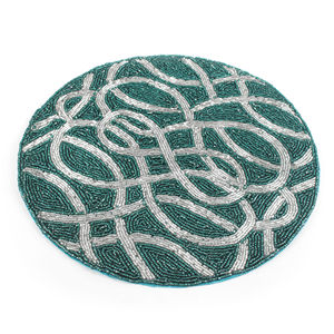 Luxury Modern Round Glass <b>Beaded</b> <b>Placemat</b> for Dining Table for Restaurant Hotel or Home Kitchen Decoration - Product Image 2
