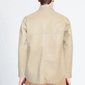 Chemises décontractées pour hommes en cuir véritable de qualité supérieure, coupe ample, respirantes, pour l'hiver, avec logo personnalisé, vente en gros, directement de l'usine - Product Image 6