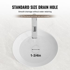 Lavabo Ovalado de Cerámica Blanca para Baño, 16 x 13.4 Pulgadas, Lavabo Tipo Vessel para Encimera, 13.4 x 16 Pulgadas, Lavabos Ovalados Blancos para Encimera - Product Image 3